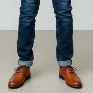 Bruno Marc Prince-K2 Mens Wingtip Oxford Brogue Dress Shoes Tan Brown Size 6